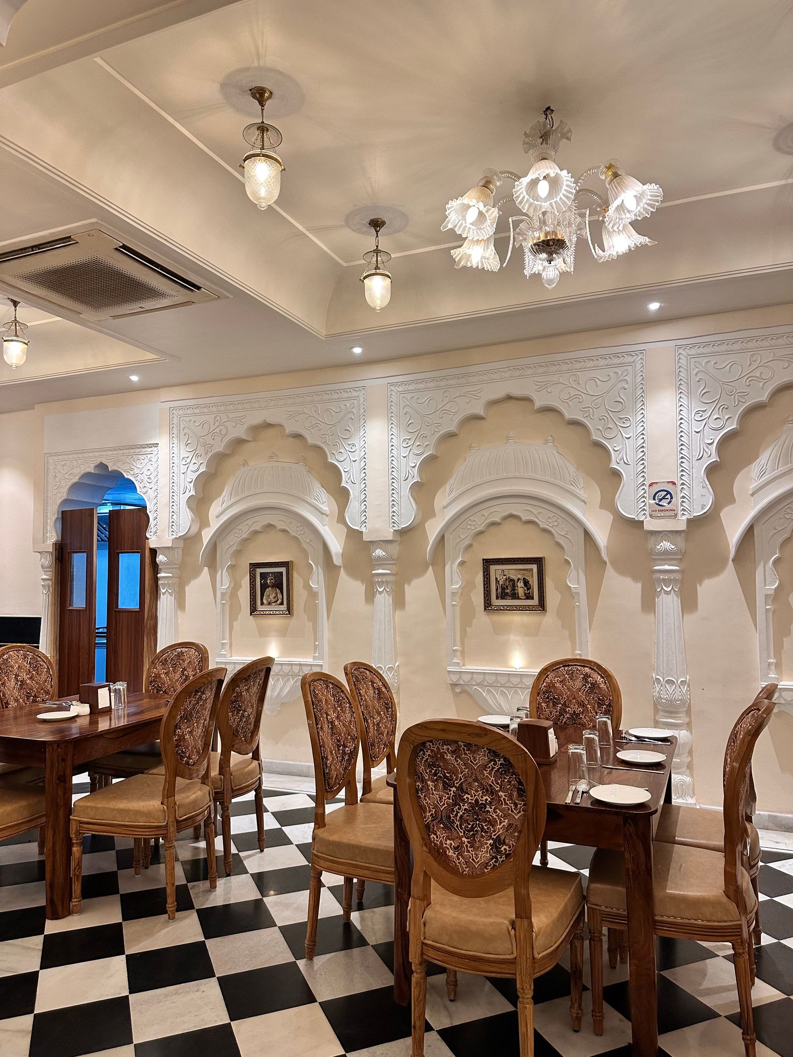 Elegant restaurant dining interior with decorative archways in Gorakhpur